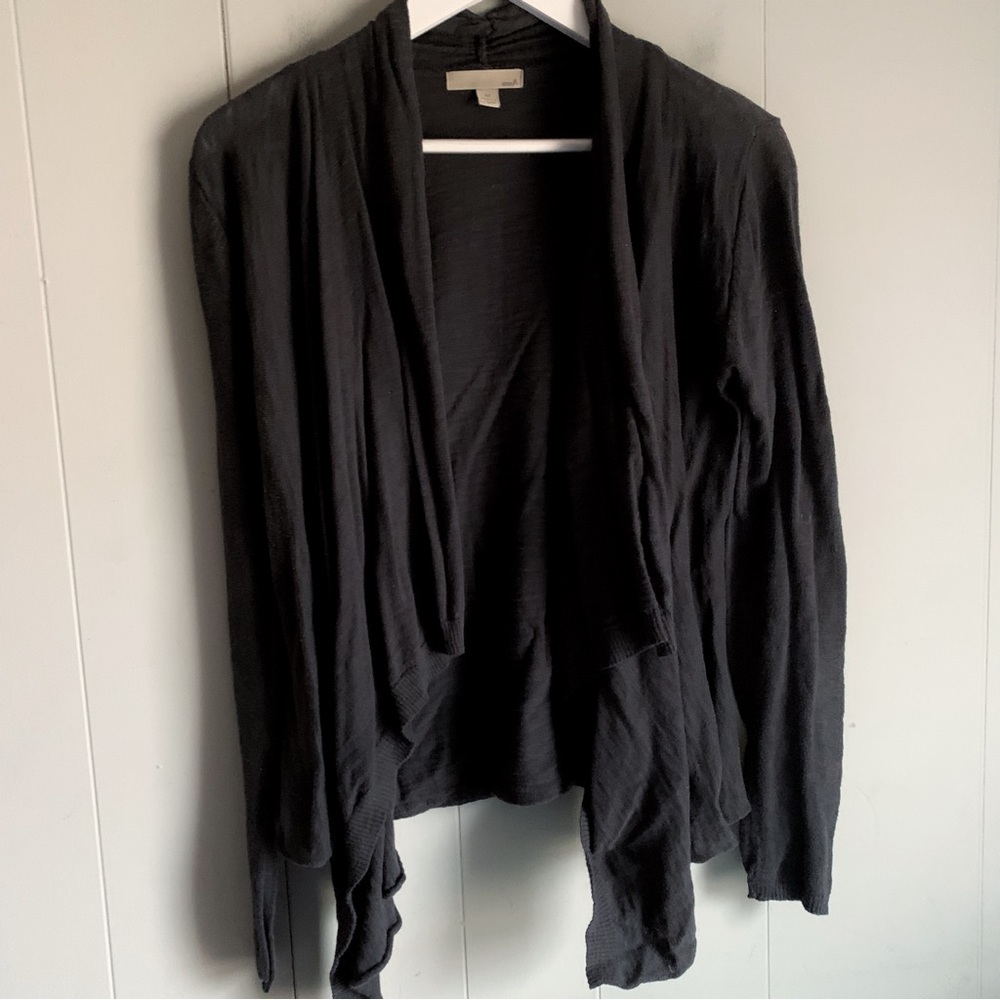 One A Open Front Asymmetric Cardigan Sweater Charcoal M